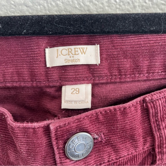 J. Crew Burgundy Skinny Stretch Corduroy Cropped Ankle Jeans 29 - Picture 4 of 9